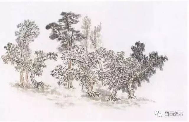 国画技法:山水画树木的绘画技法图文详解,画树技法步骤详解