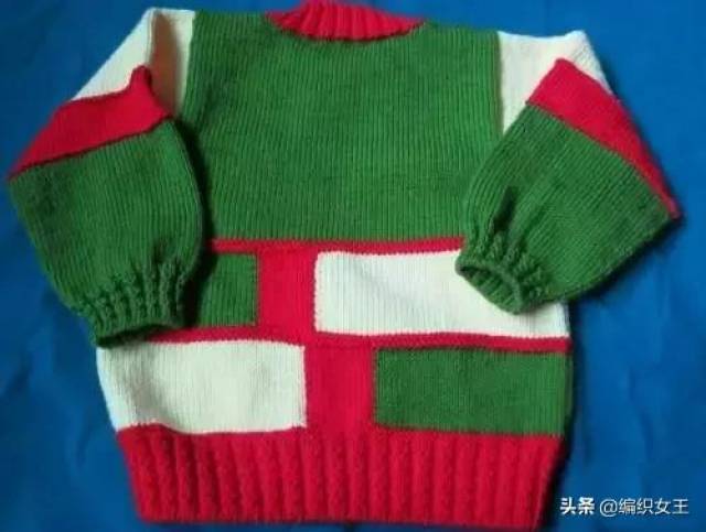 一款男女皆可穿的三色儿童毛衣编织,附简单编织教程