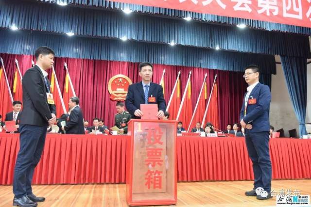 图六:合浦县政协主席韩传福投票.