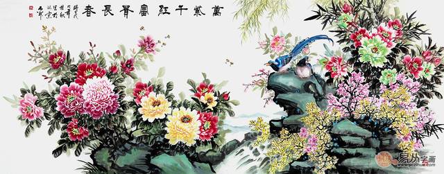 石开老师新品八尺牡丹图《万紫千红 富贵长春》(易从网)