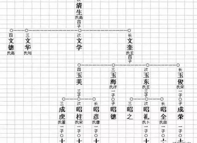 三,家谱的形式 家谱的主体形式,叫世系图,长这个样子