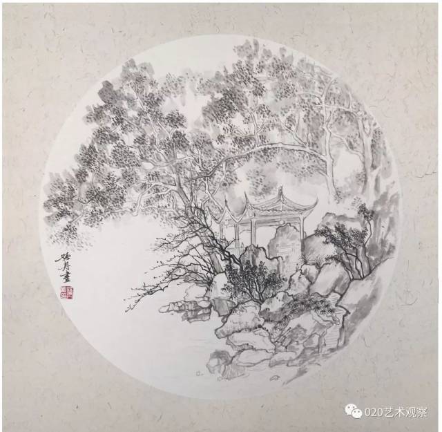 孙丹 《长汀觅幽图》 中国画 50cm×50cm