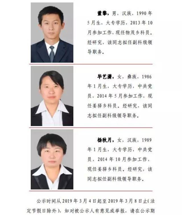 南华,武定,姚安,元谋,禄丰一批干部任前公示,人事任免通知