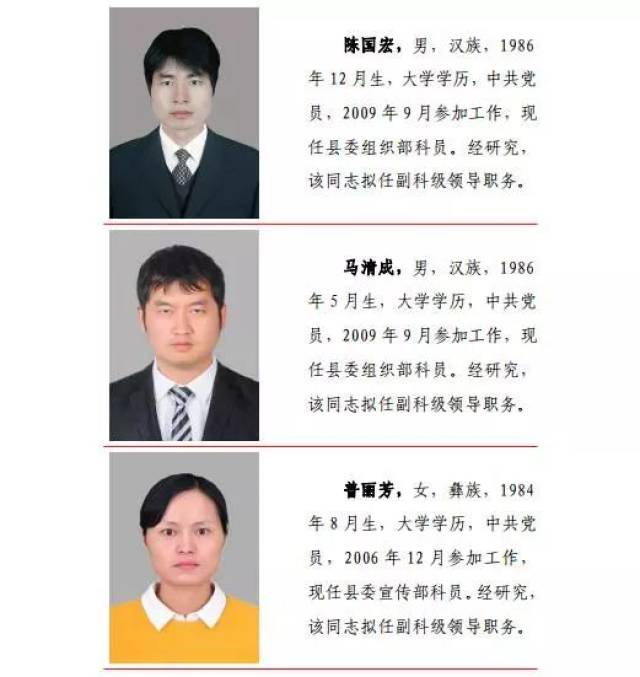 南华,武定,姚安,元谋,禄丰一批干部任前公示,人事任免通知