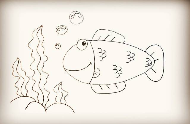 【 简笔画 第60期】海洋系列简笔画,海草和小鱼,海豚