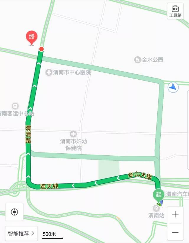 渭南火车站—渭南体育场路线图