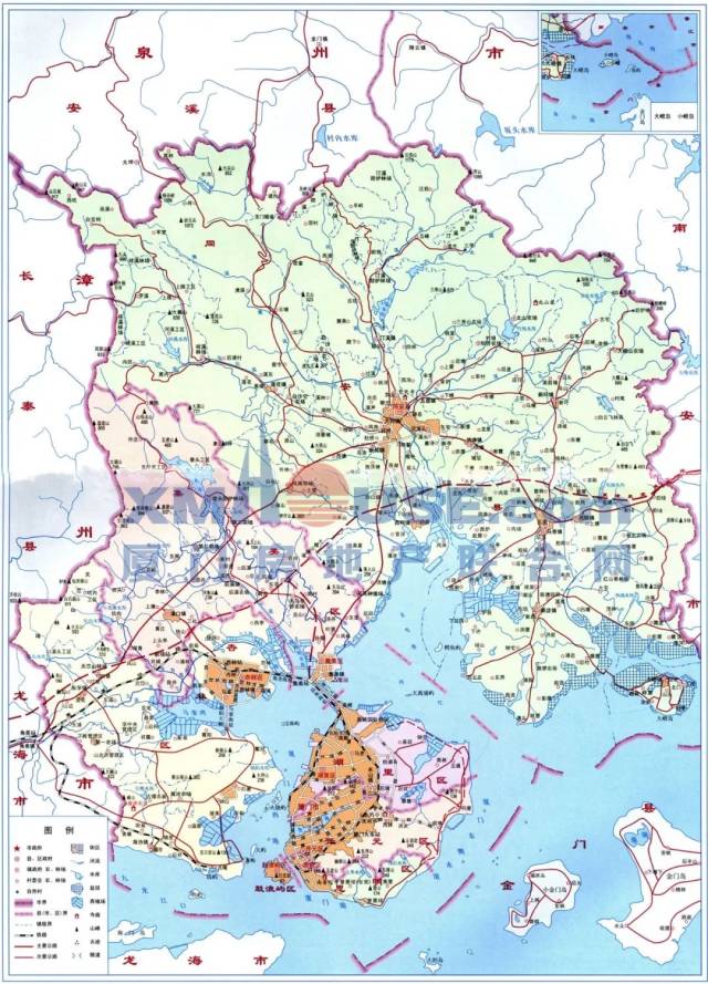 1987年,厦门市区道路图,来自1991年出版的厦门市政志 164