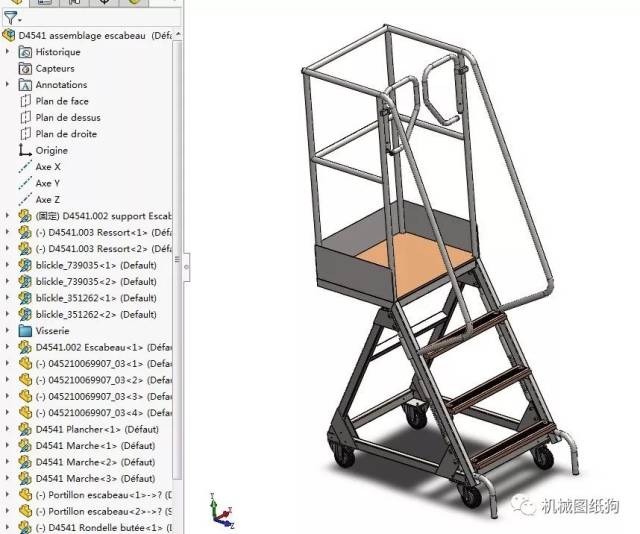 【工程机械】escabeau移动式人字梯架模型3d图纸 solidworks设计 附