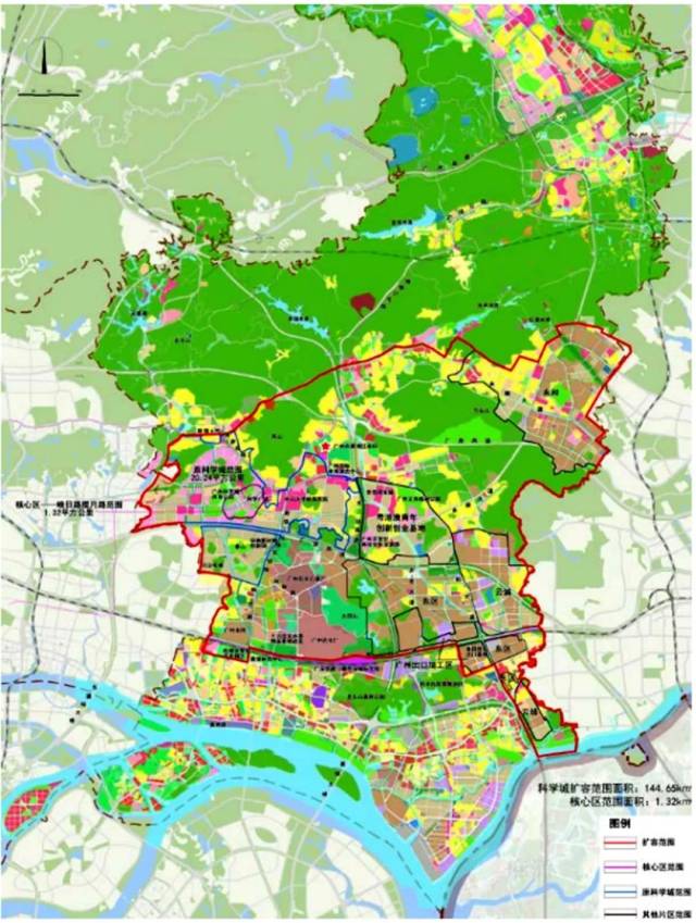 其中, 核心区是广州科学城映日路以南,揽月路以北共1.32平方公里范围.