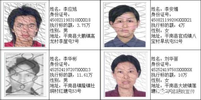 平南最近期"老赖"名单公告!被实名曝光!最高欠款过千万!