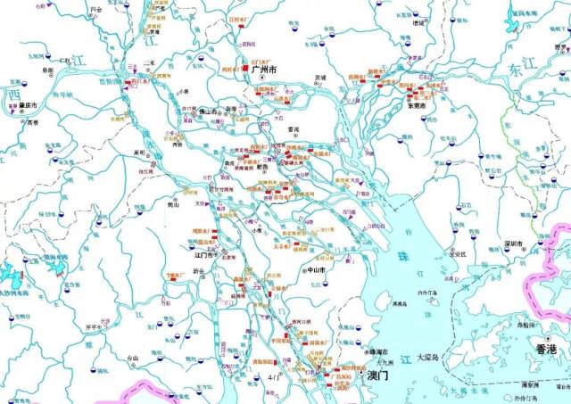 珠海市及珠江口水系图 各水道水量水质情况如下