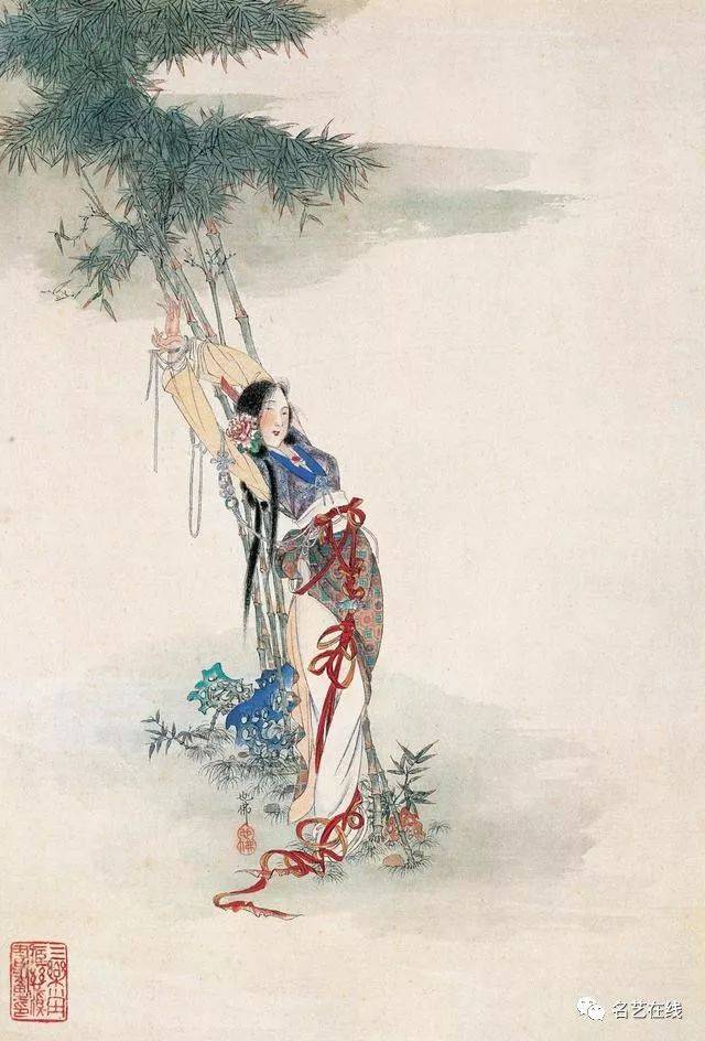 1941至1957年期间,张大千敦煌面壁三年后,其人物画,特别是仕女画创作