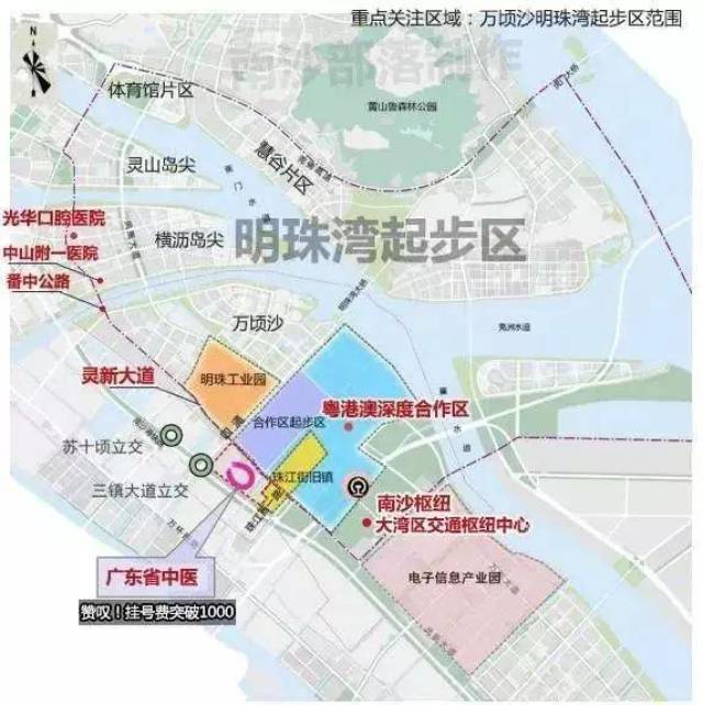 枢纽(万顷沙)旁的粤港澳深度合作园的建设,早前规划的香港园建设尚未