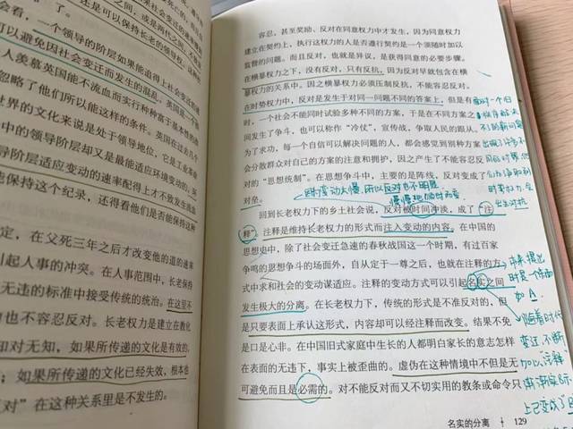 学生们认真阅读费孝通先生的《乡土中国》,并通过勾画做批注等方式留