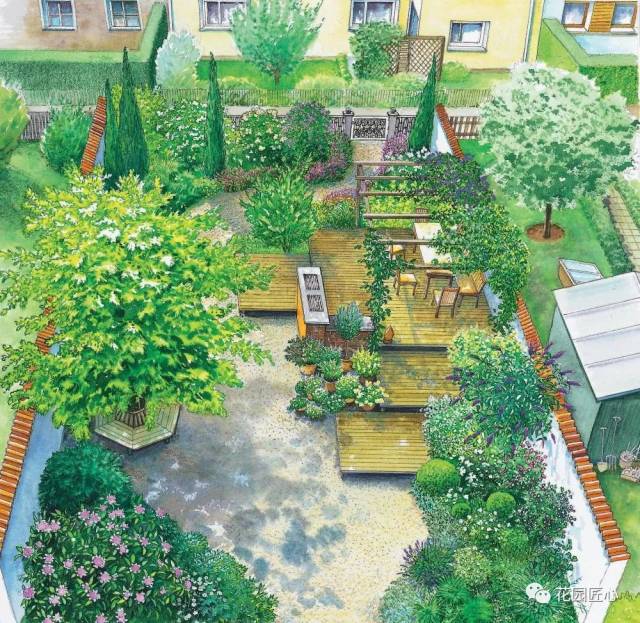 国外长方形花园设计布局图,美观实用!