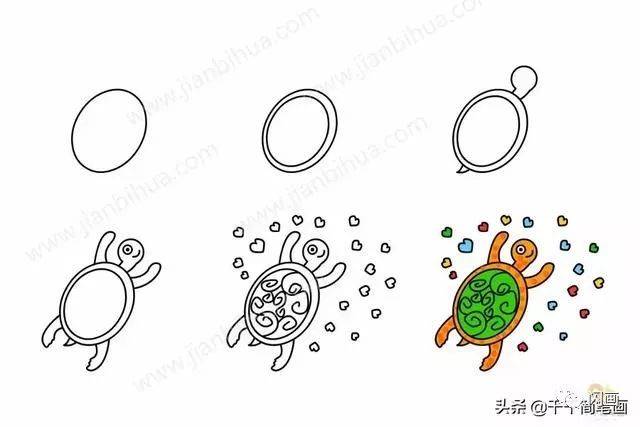 怎么画小乌龟简笔画