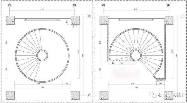 标准的旋转楼梯施工图——4步轻松画出来!