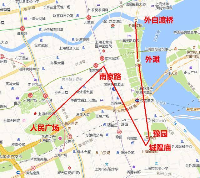 day 1:人民广场→南京路步行街→城隍庙→豫园→外滩→外白渡桥 住