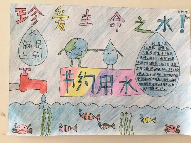 学校还举办了以"珍爱生命之水"为主题的手抄报比赛,本次比赛在学校