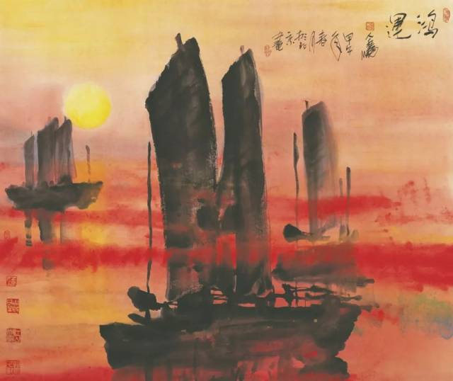 钱塘江大潮 中国画198cm×121.5cm