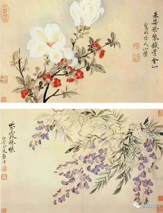 恽寿平没骨花卉,色重而不俗,花艳而不妖