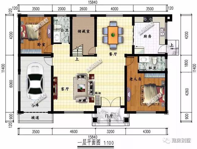 两栋带车库的二层农村别墅,四开间设计,28万建起来