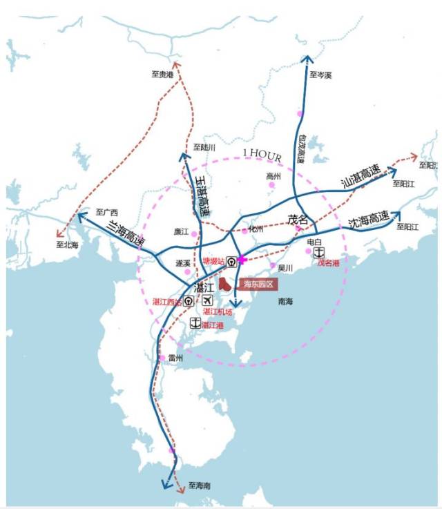 就只有坐大巴了 其实海东通往湛江国际机场的的路况是很好的 相当于