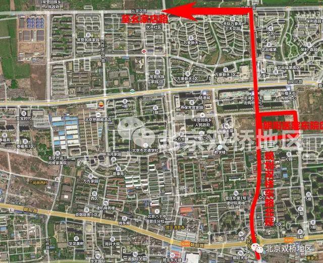 未来的朝阳医院东院区,通过规划双桥东路北延线,拐个弯就可向西进城了
