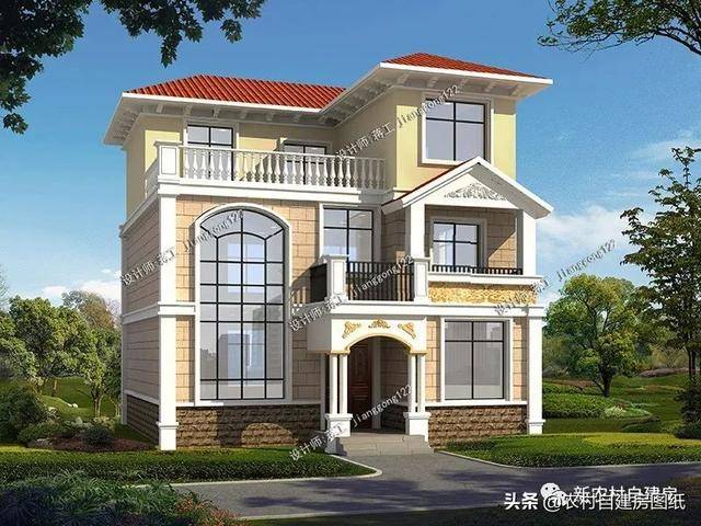 10x12米4款三层农村别墅,家里不需要有矿,人人都建的起的小别墅
