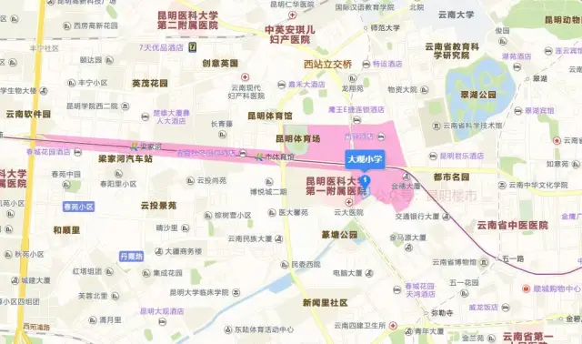 2019昆明重点小学划片招生范围(地图版)