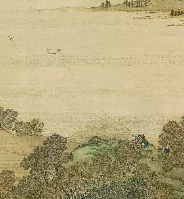 宋代苏汉臣的《百子图》中有画儿童放风筝的景象.