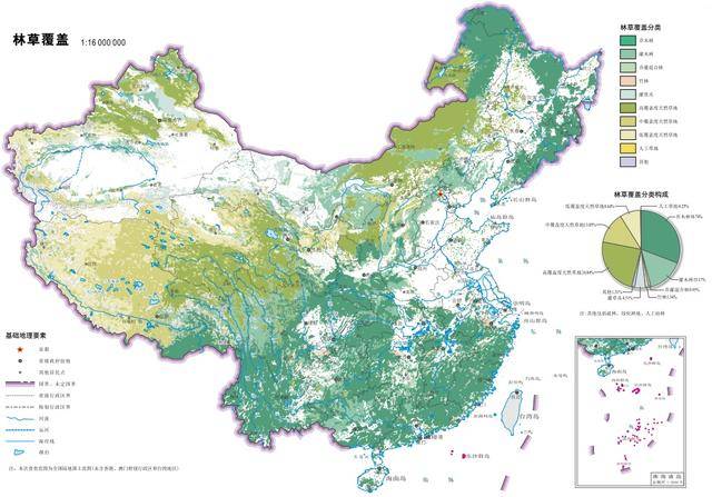 中国森林和草原分布图