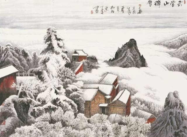 武当山瑞雪中国画123cm×167cm