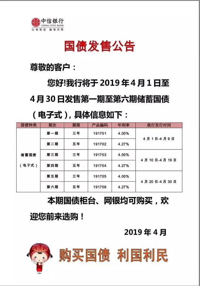 2019年第一期至第六期储蓄国债(电子式)随到随买