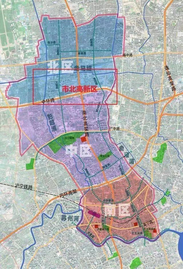 图:市北高新区在上海市原闸北区的位置 在上海市原闸北区的时代,市北