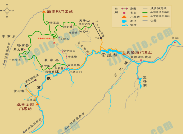 张家界景区地图|张家界游玩地图|张家界电子地图