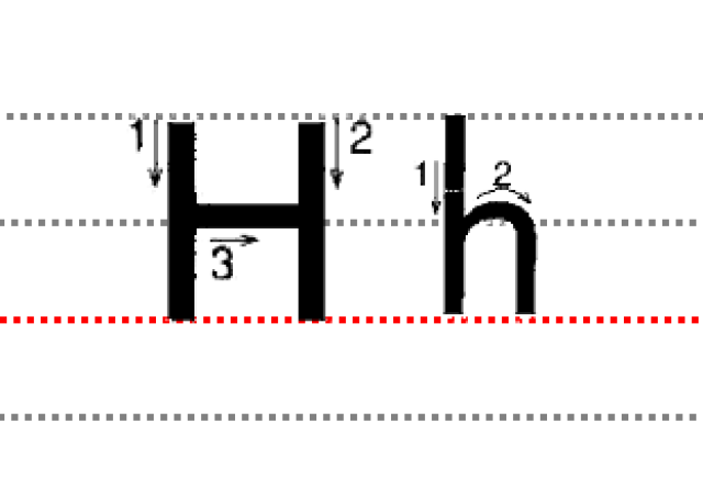 hh 书写时注意大写的h的笔顺,应先写两竖,再写中间的短横.