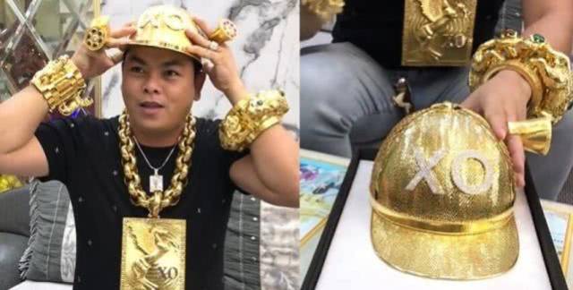 越南网红土豪制作黄金钻石帽炫富,越南警方一调查原来