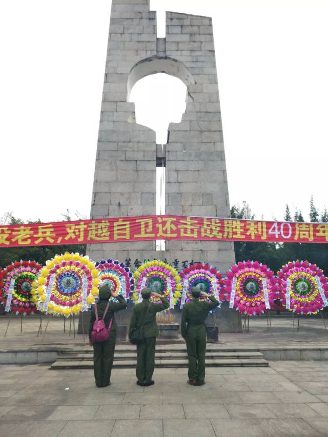 今天:广东部分参战老兵宁明烈士陵园祭 ——战友啊,我们如约来祭奠您!