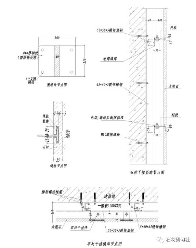 3,背栓式方法干挂石材(外墙花岗岩)