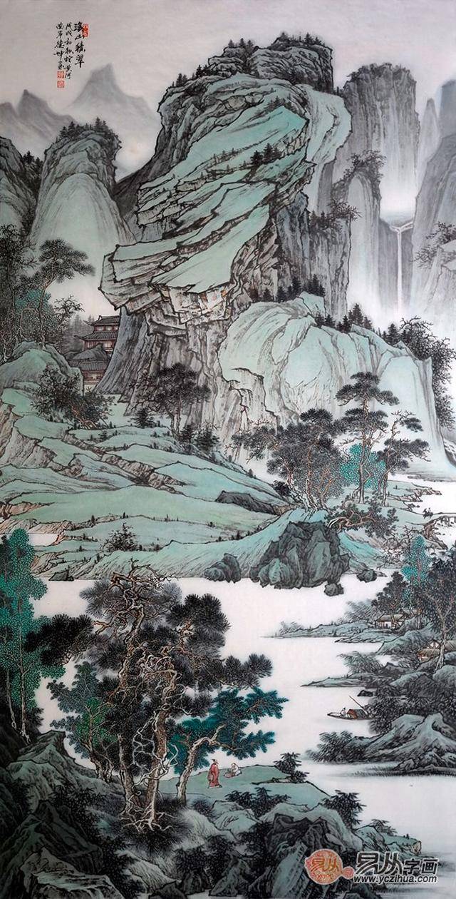 画家林德坤竖幅山水国画佳赏,山水画境,心驰神摇!