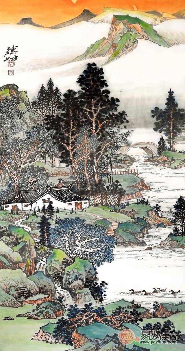 画家林德坤竖幅山水国画佳赏,山水画境,心驰神摇!