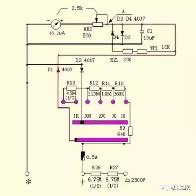 指针式万用表的工作原理