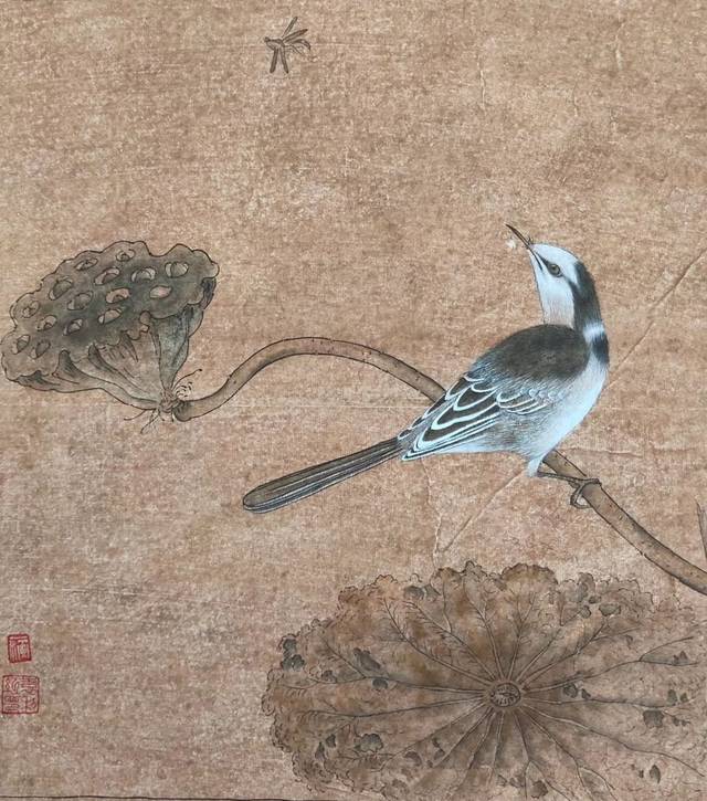 《疏荷沙鸟图》