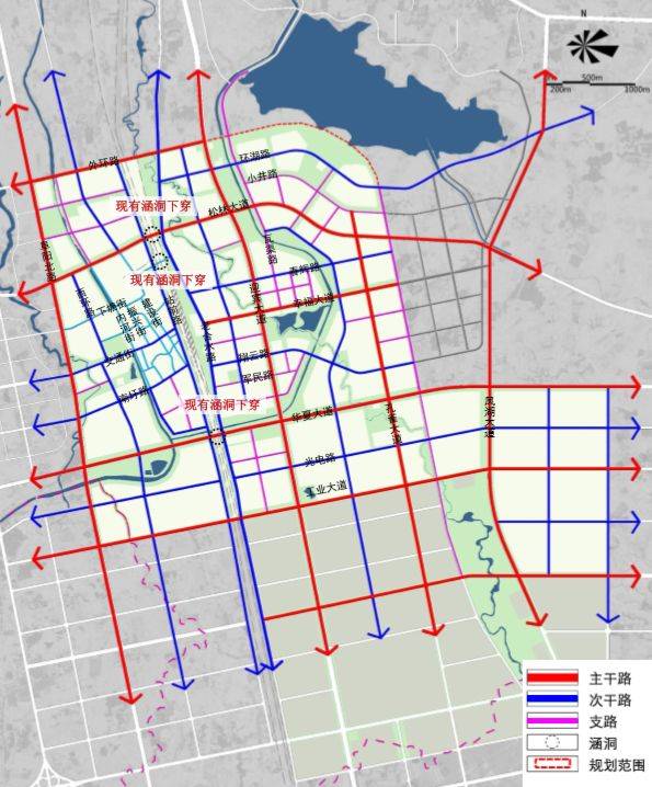 "六横四纵"主干路交通网络, 路网密度达到7.