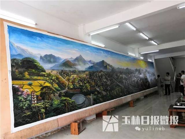 又一玉林之最！兴业画家创作的巨幅油画《玉林图》，融入了玉林诸多著名景点！