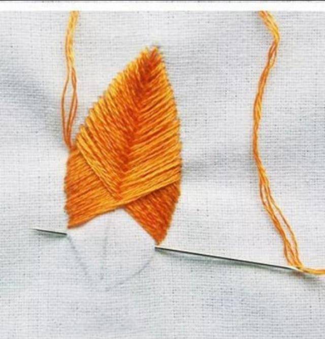 2种叶子刺绣方法,图片清晰明了,一看就懂