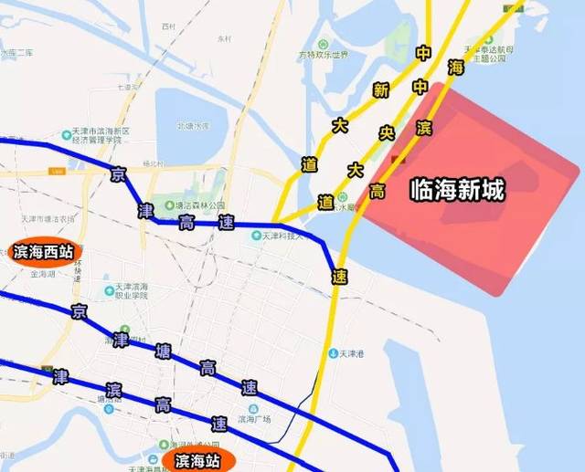 生态城临海新城效果图 从板块内驾车可以快速通往滨海新区,市区,北京