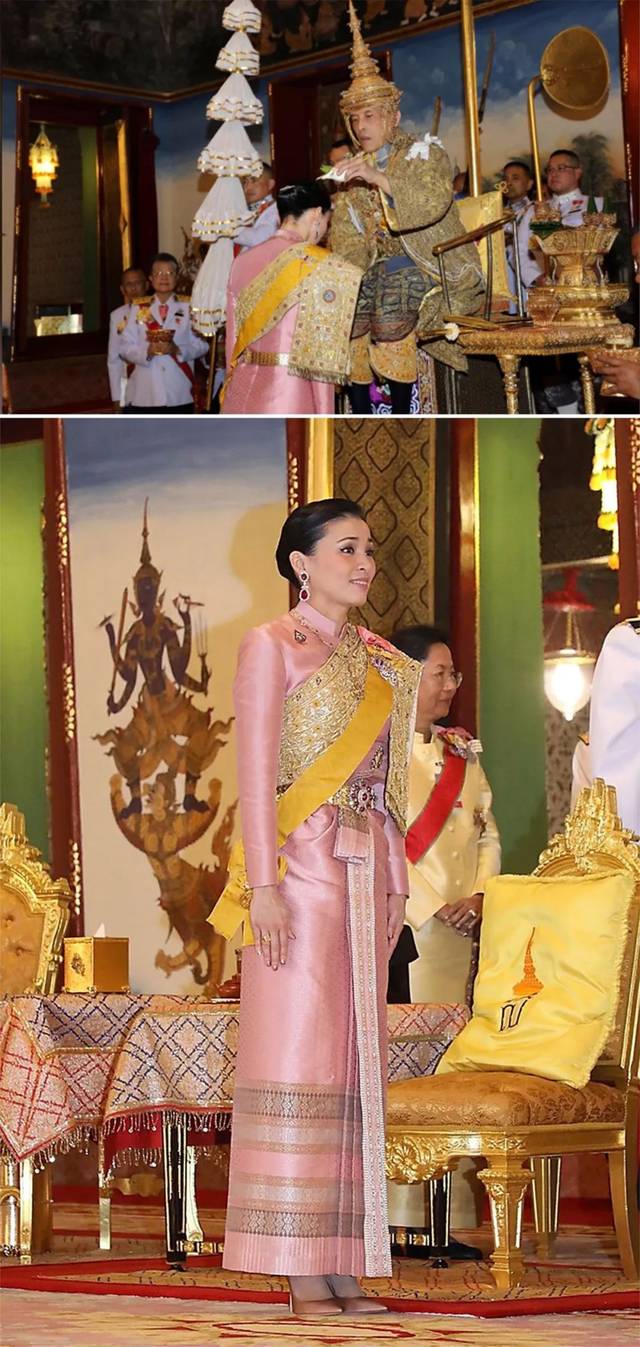 40岁泰国王后上午受封,下午就换裤装陪国王游行,还在队伍中步行
