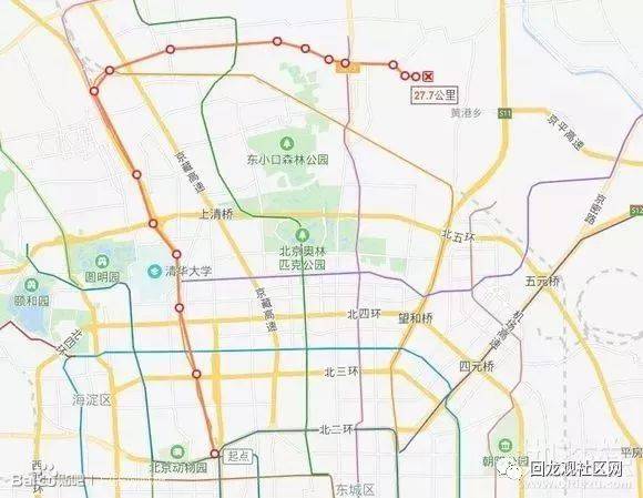 站向东为新建线路,经回龙观地区,天通苑地区,与5号线,规划17号线换乘